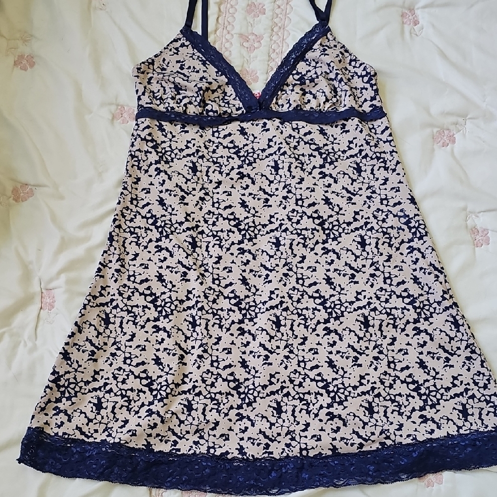 Izod Navy and Cream Lace Chemise